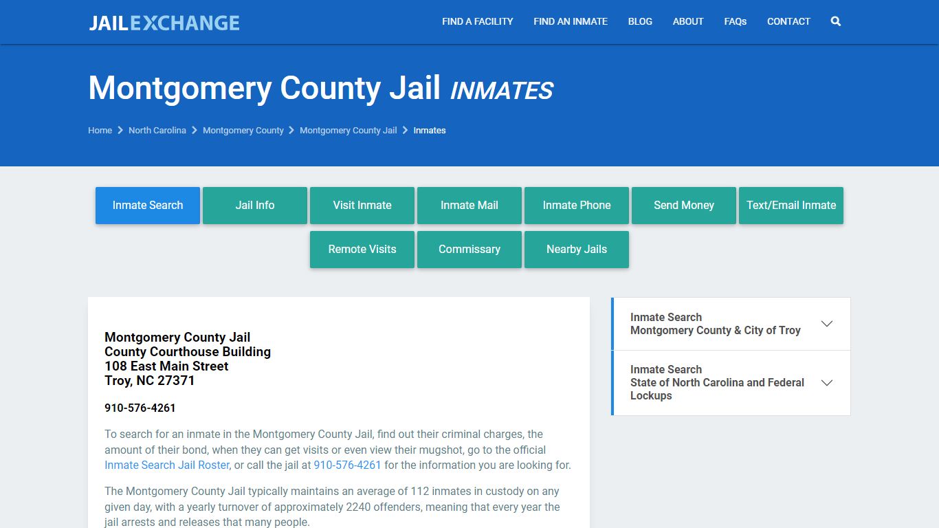 Montgomery County Inmate Search | Arrests & Mugshots | NC - JAIL EXCHANGE