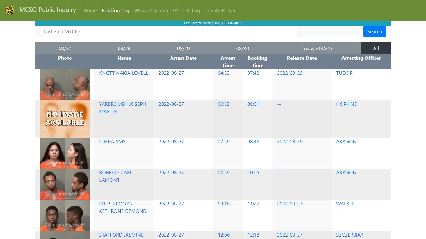 MCSO Public Inquiry: Booking Log - api.mcgtn.org